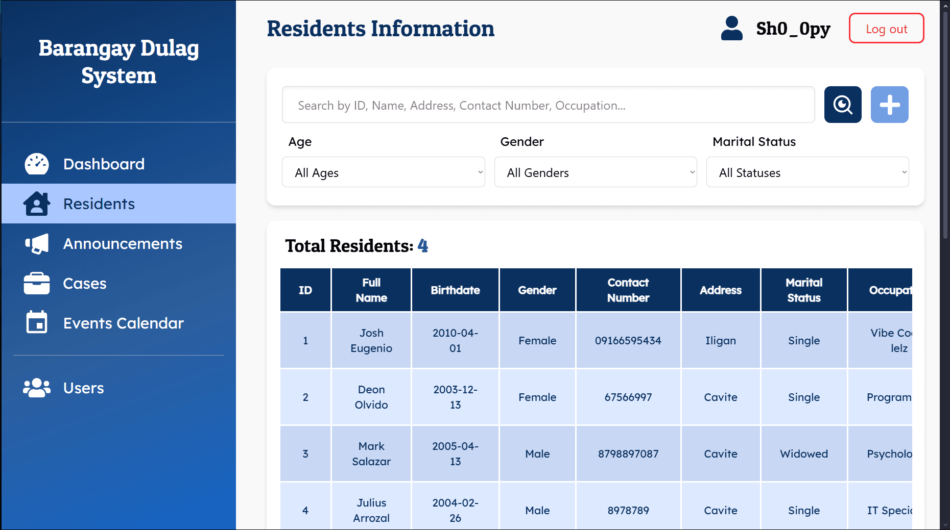 Barangay Dulag Profiling System Image 9